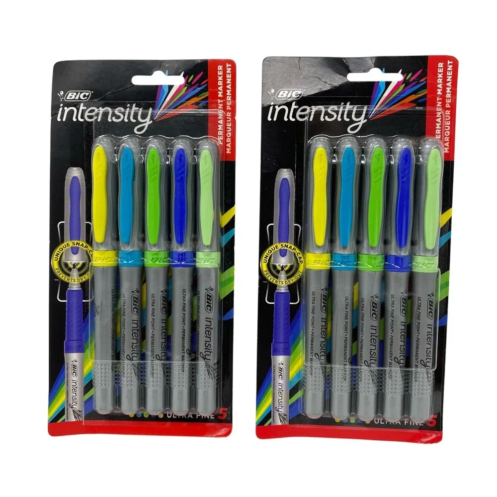 2 Packs BIC Intensity Permanent Markers Ultra Fine Point 5 Count Assorted